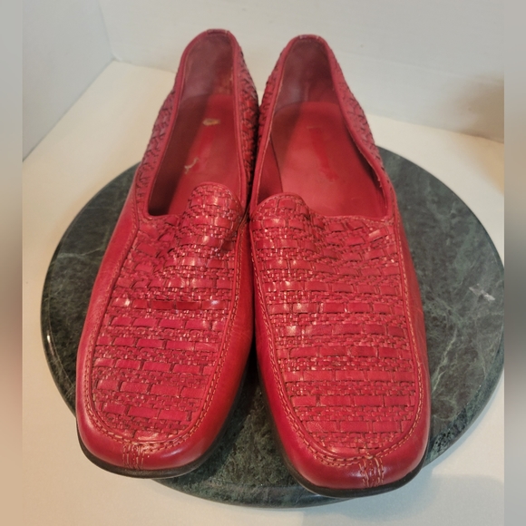 Sesto Meucci  Genuine Woven Leather Red  Loafers Sz, 11 - Picture 1 of 9